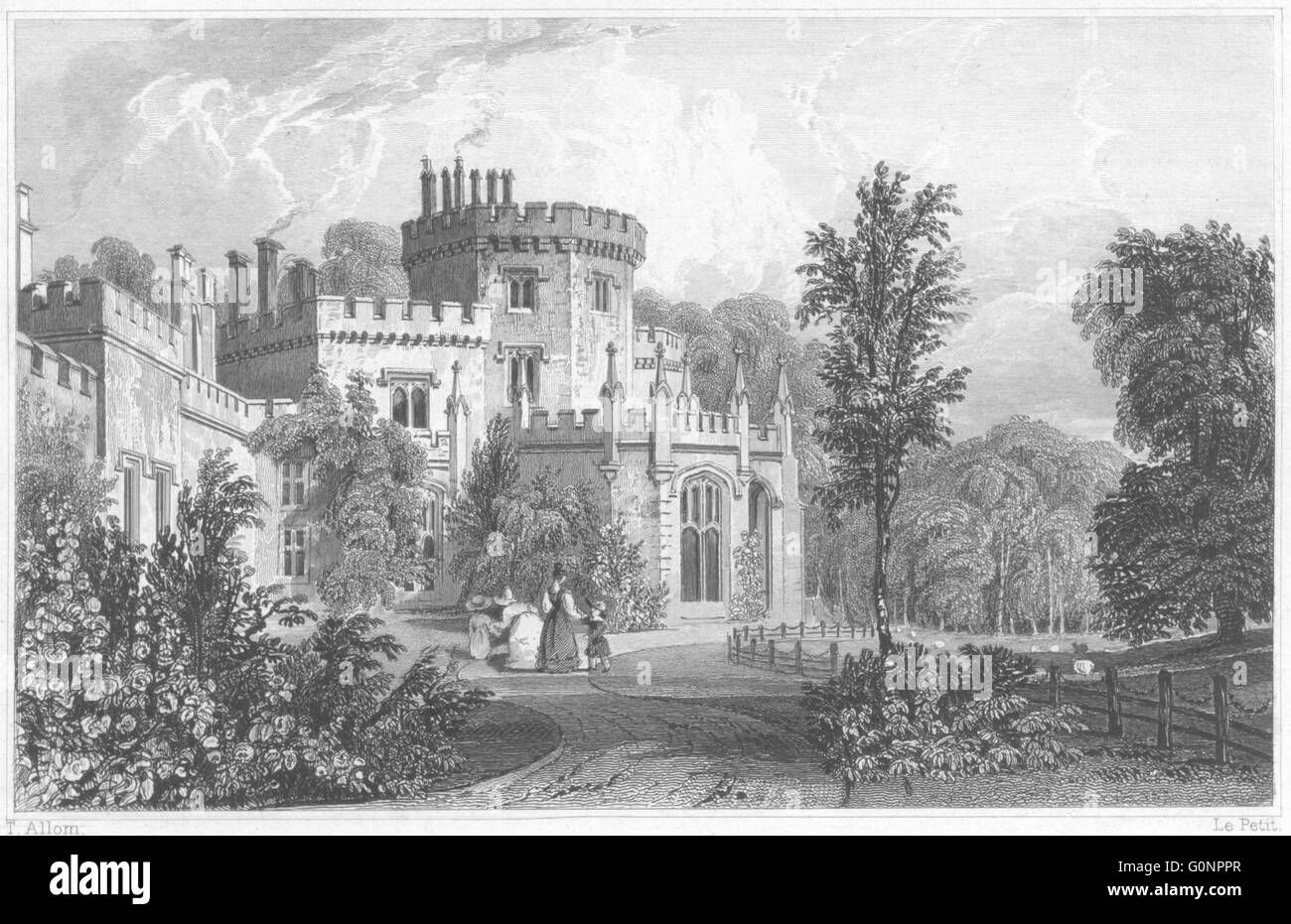 DEVON: Luscombe, near Dawlish (The seat of Charles Hoare Esq), old print 1829 Stock Photo