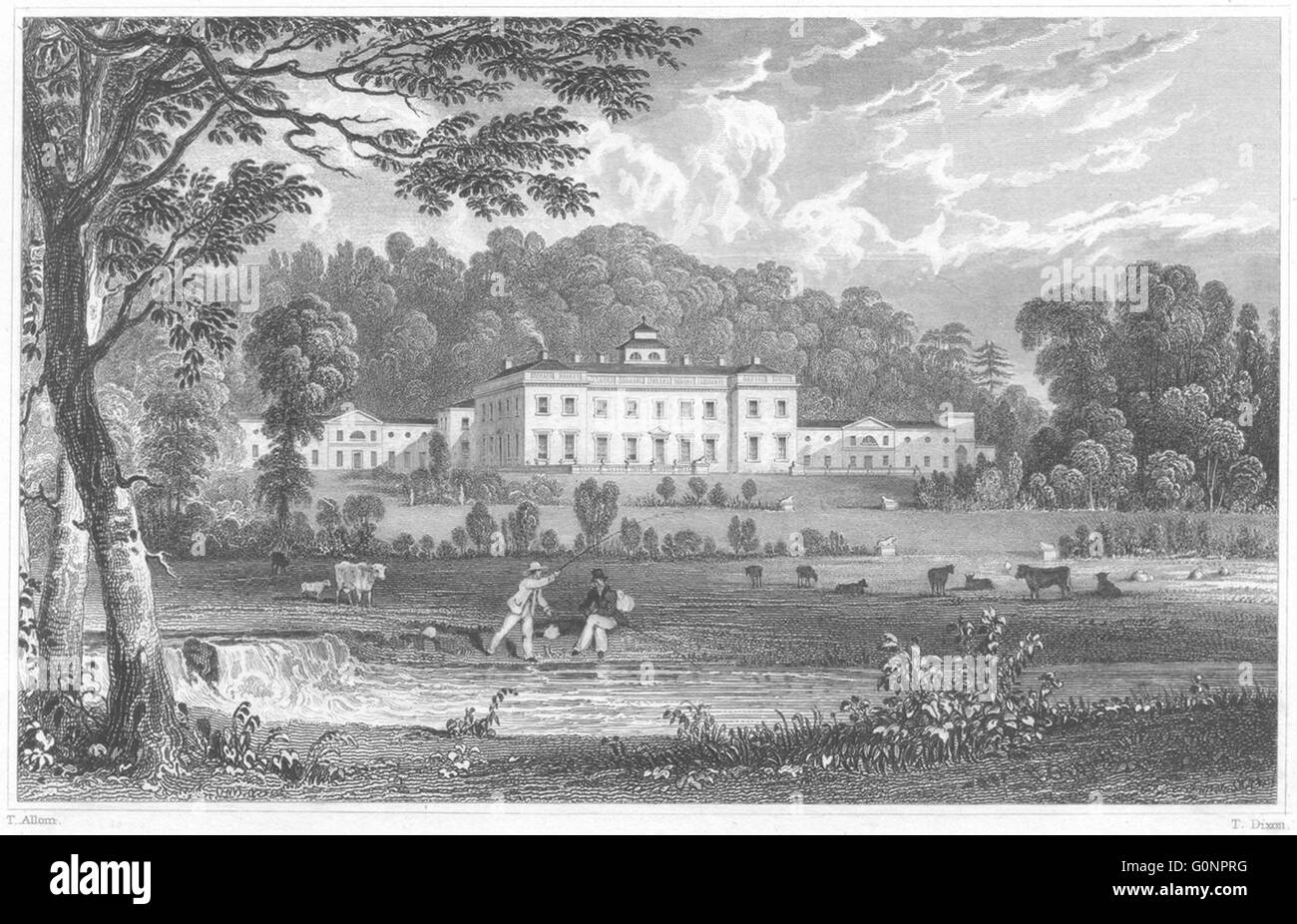 DEVON: Castle Hill, nr South Molton (Seat of Hugh, Earl Fortescue), print 1829 Stock Photo