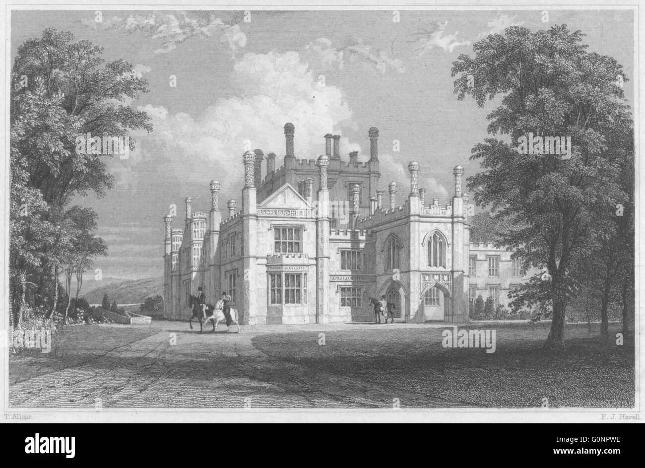 CORNWALL: Tregothnan House (The seat of the Earl of Falmouth), old print 1831 Stock Photo