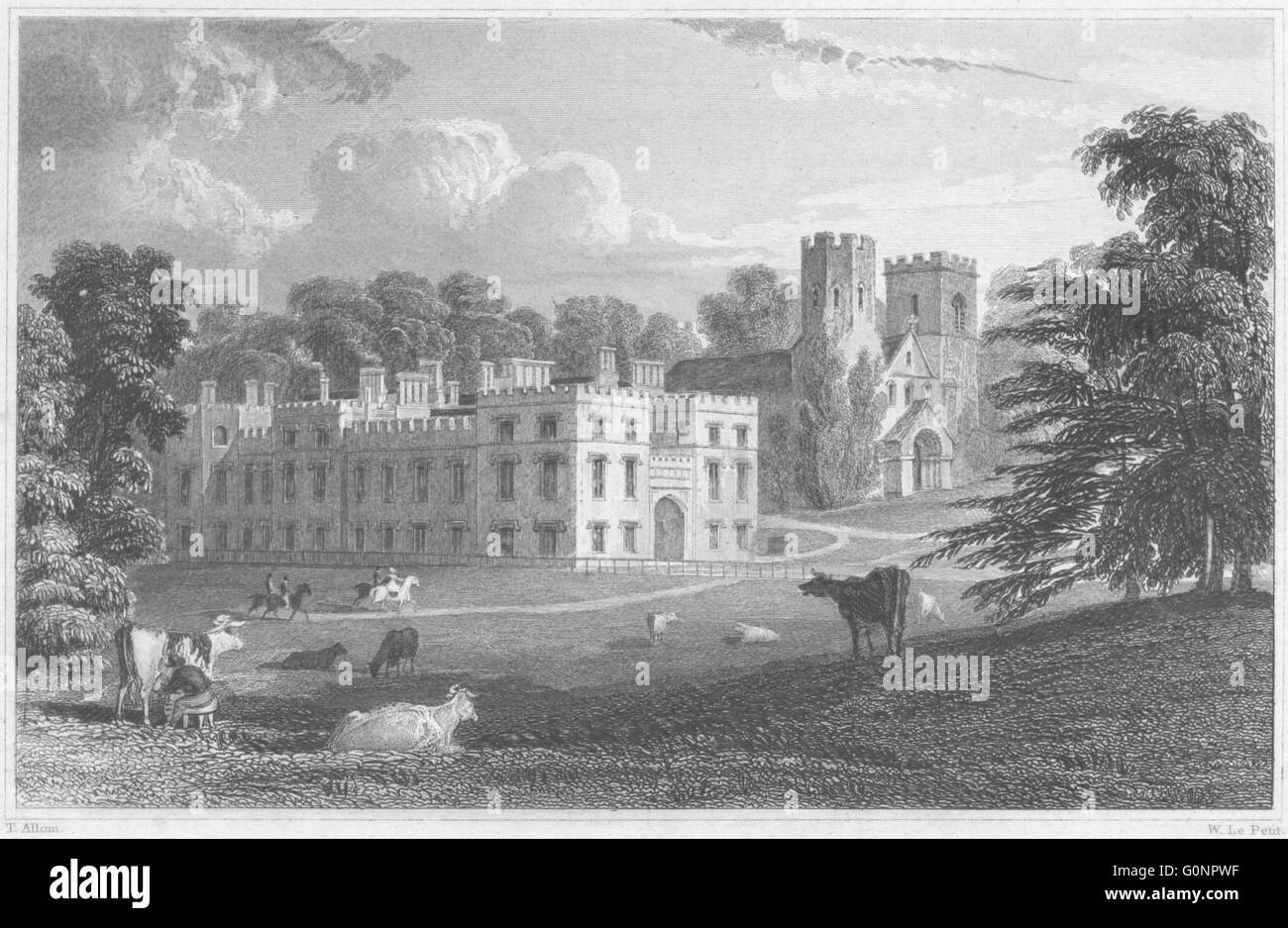 CORNWALL: Port Eliot (The seat of the Earl of St Germans), antique print 1831 Stock Photo