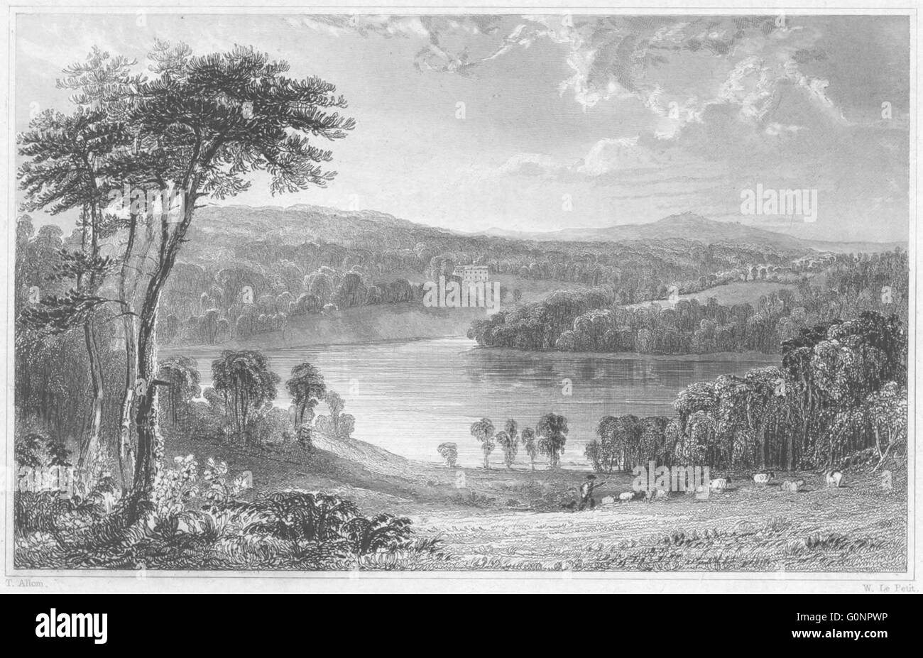 CORNWALL: Penrose, and Looe-Pool, near Helston (The seat of J Rogers Esq), 1831 Stock Photo