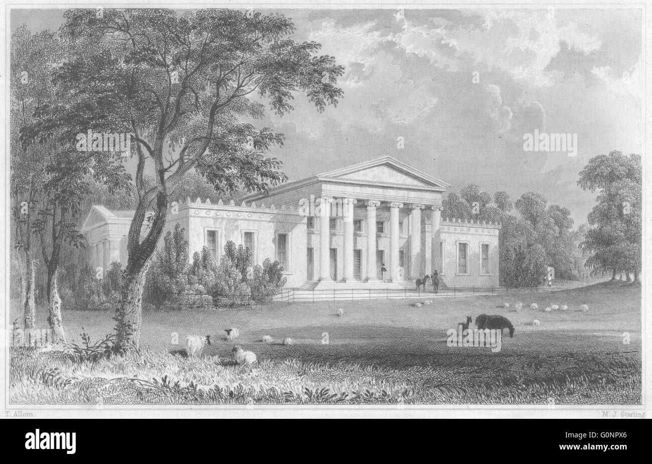 CORNWALL: Trelissick-House (The residence of Thomas Daniels Esq), print 1831 Stock Photo