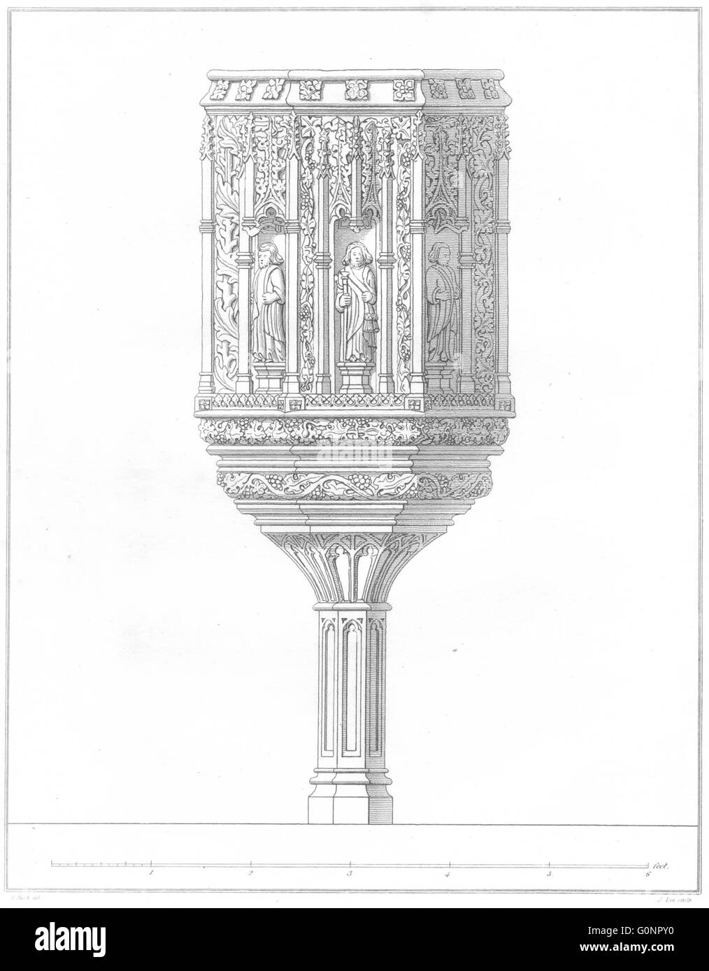 DEVON Stone Pulpit at south Molton, antique print 1822 Stock Photo Alamy