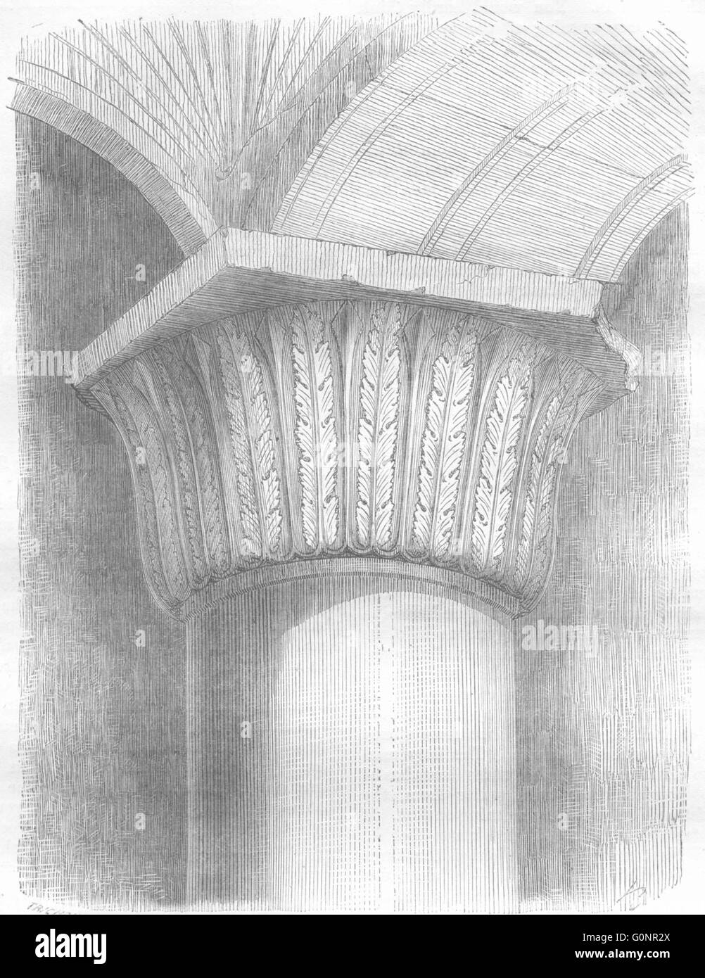 ISRAEL: Jerusalem: Another Pillar, Vaults Temple, antique print 1870 Stock Photo