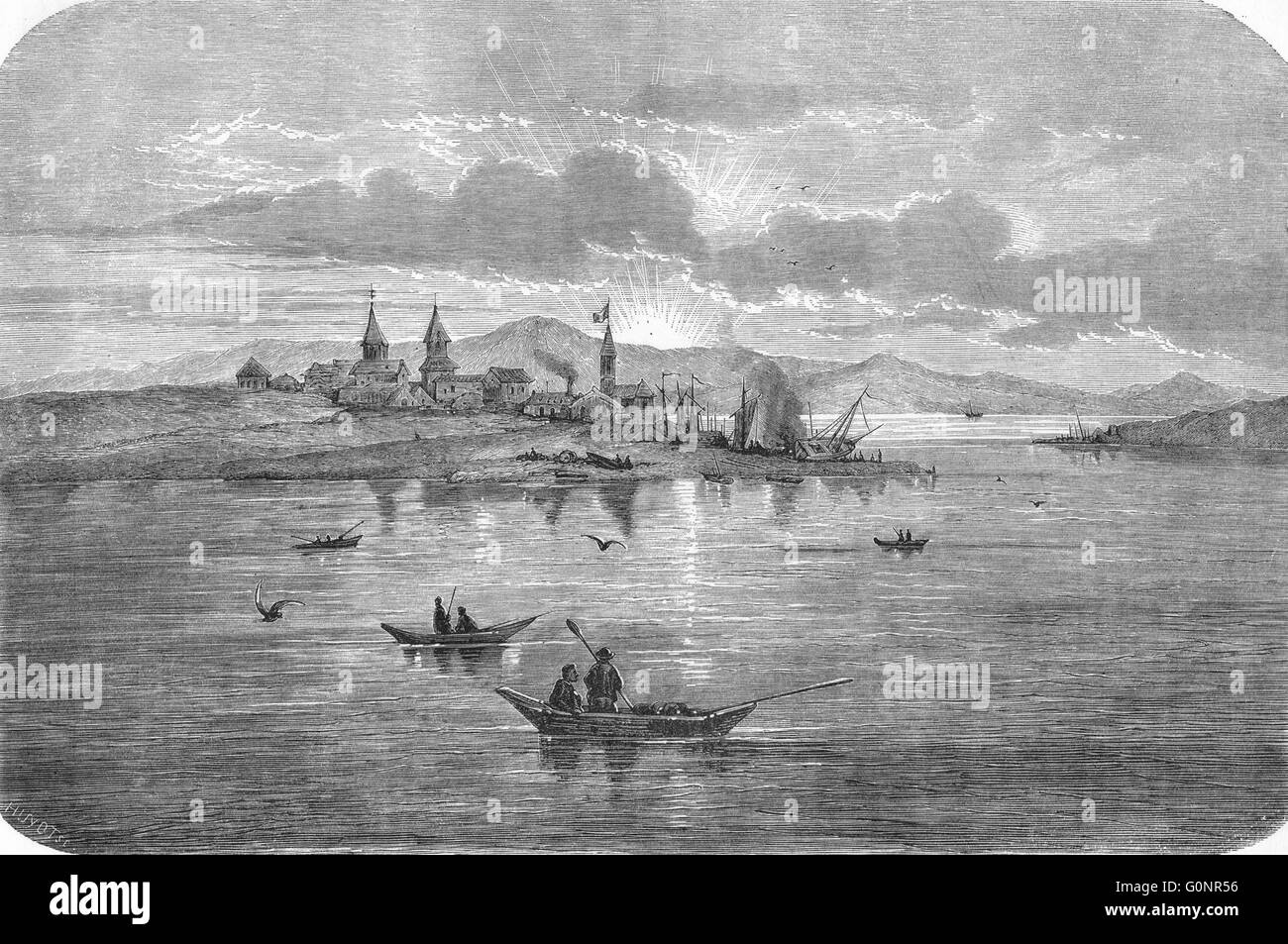 RUSSIA: Amoor: Okhotsk, antique print 1870 Stock Photo