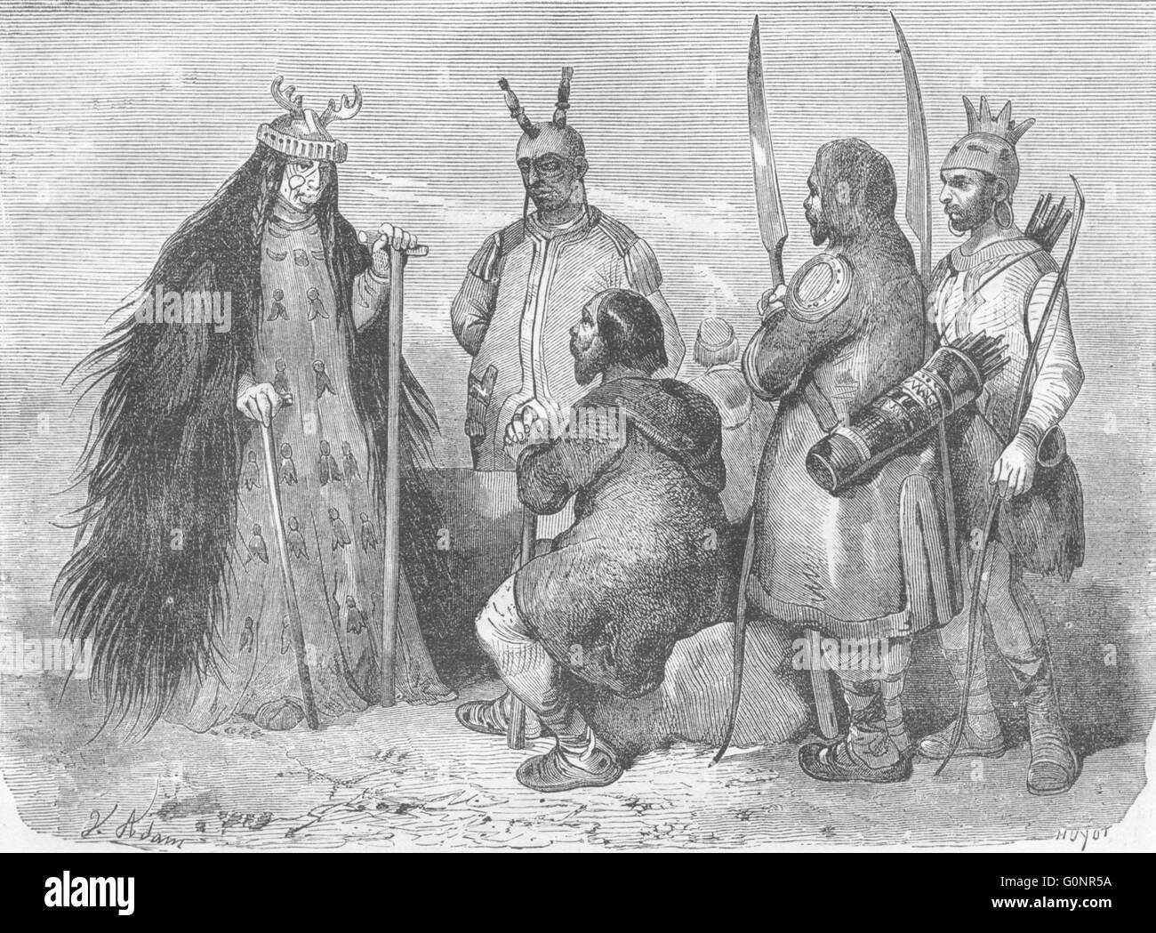 RUSSIA: Amoor: Tungus Sorceress & natives, antique print 1870 Stock Photo