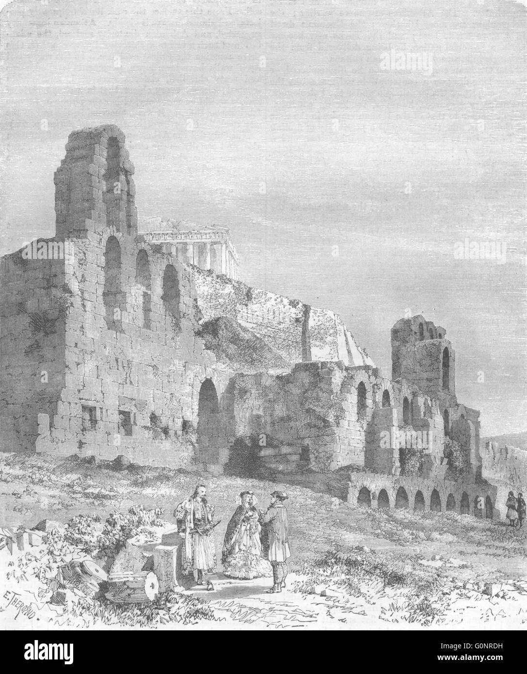 GREECE: Athens: Music Theatre at Herodes, antique print 1871 Stock Photo