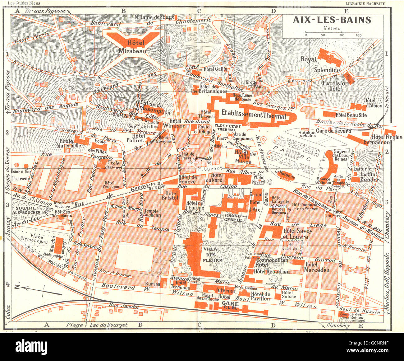 Aix Les Bains Map Savoie: Aix-Les-Bains, 1934 Vintage Map Stock Photo - Alamy