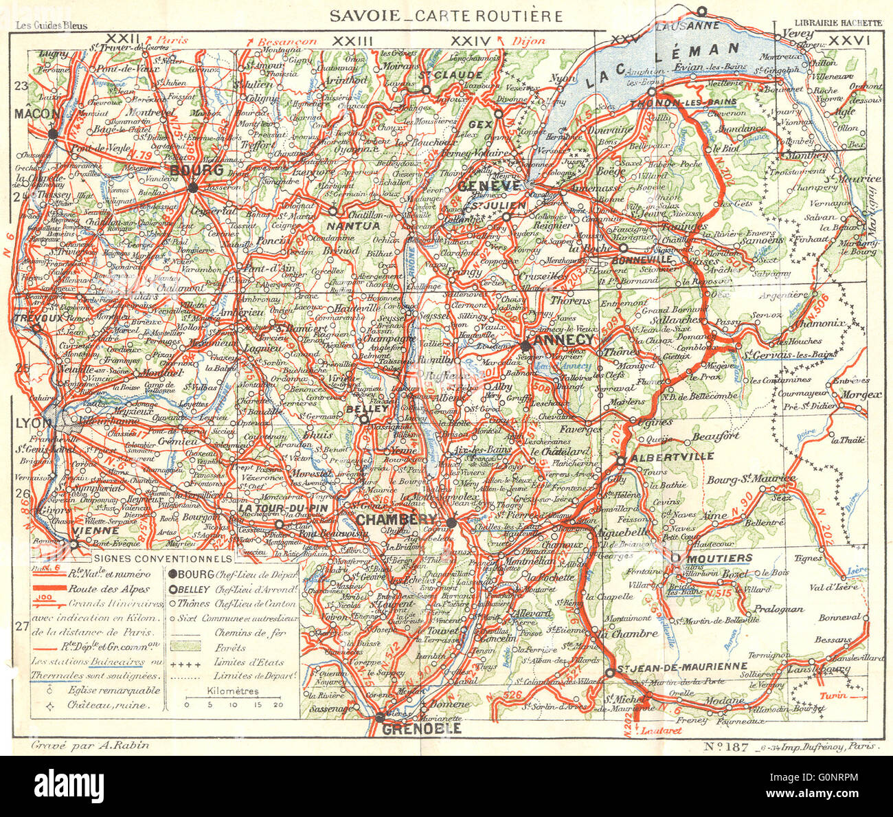carte routiere de la savoie SAVOIE: Carte Routiere, 1934 vintage map Stock Photo   Alamy
