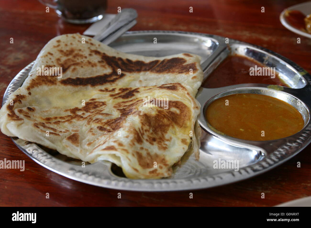 Malaysian cuisine: Indian food, Roti Canai Stock Photo