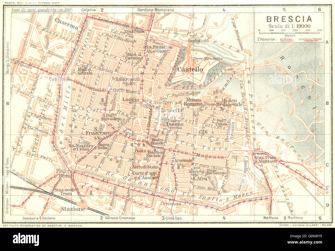 ITALY: Brescia, 1926 vintage map Stock Photo - Alamy
