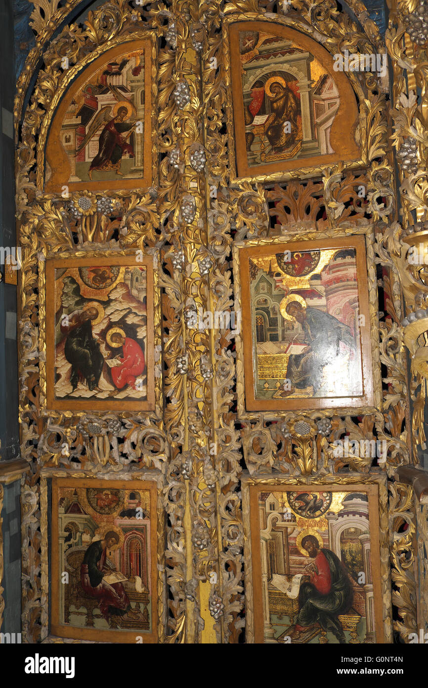 Doors with icons, Church of Elijah the Prophet, Yaroslavl, Russia. Stock Photo