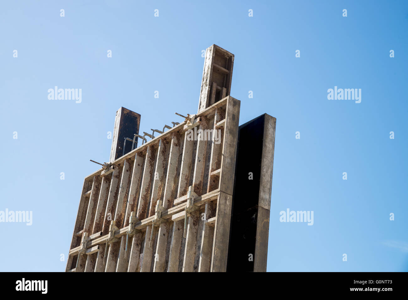 Detal take of encasement panels as used for concrete shuttering Stock Photo
