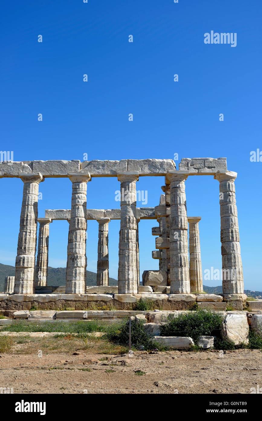 Temple of Poseidon in cape Sounio, Attica, Greece Stock Photo - Alamy