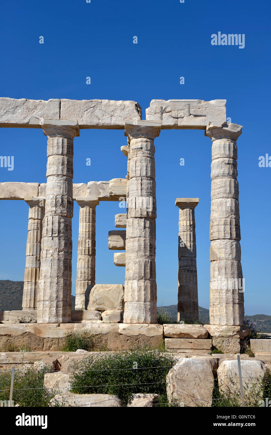 Temple of Poseidon in cape Sounio, Attica, Greece Stock Photo - Alamy