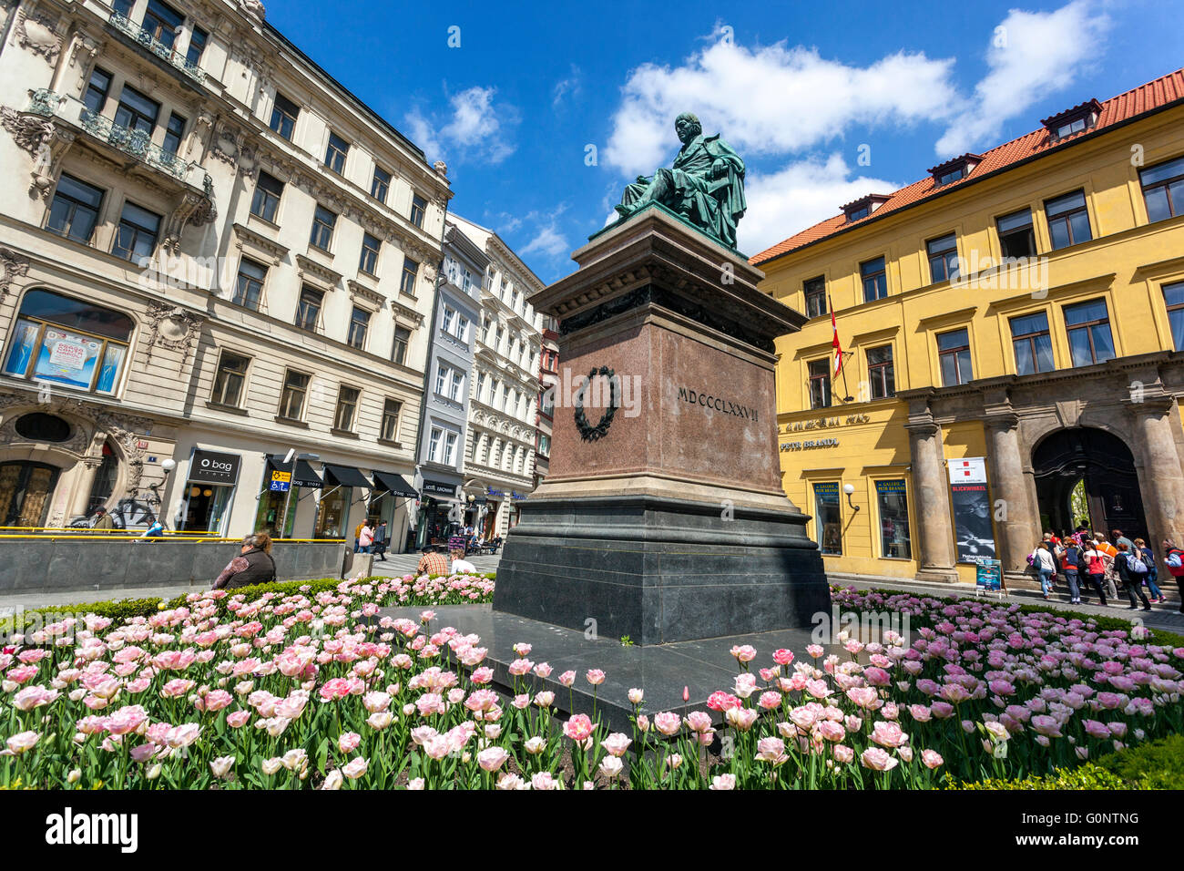 Josef Jungmann statue Prague Jungmannovo Square Prague flowers around Czech  Republic Stock Photo - Alamy
