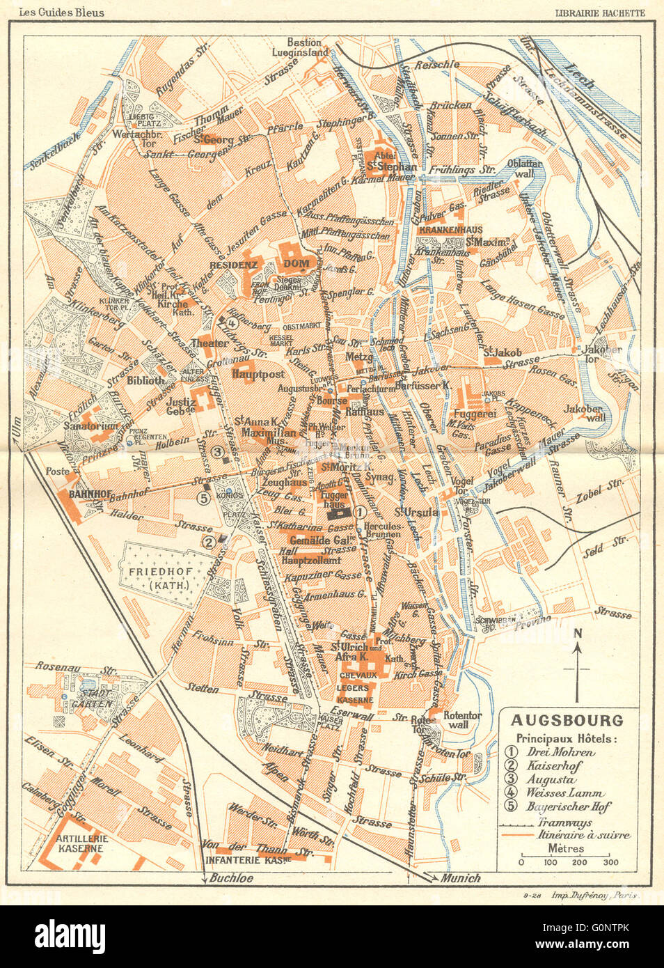 GERMANY: Augsburg, 1914 antique map Stock Photo - Alamy