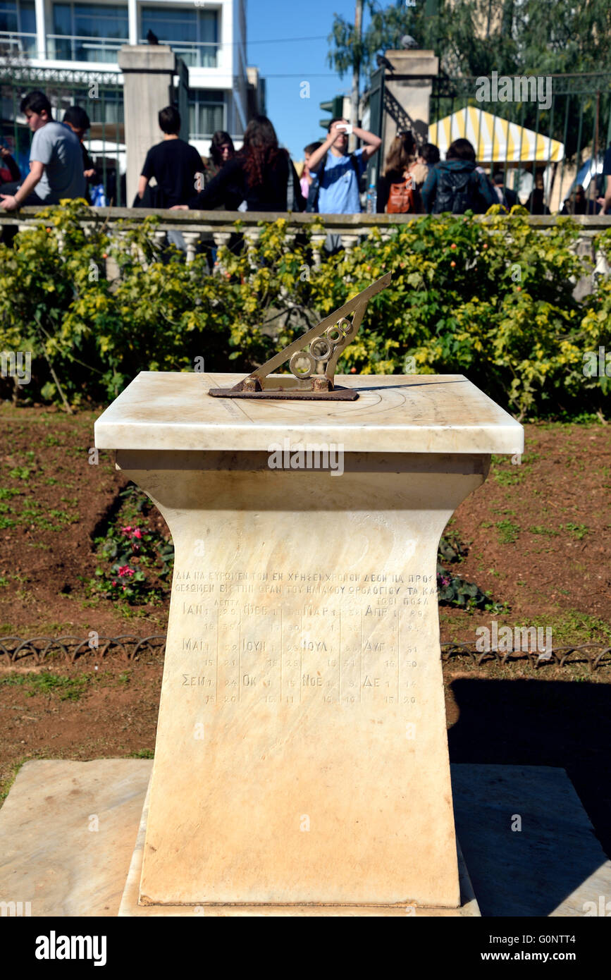 Sundial in National Garden of Athens, Greece Stock Photo
