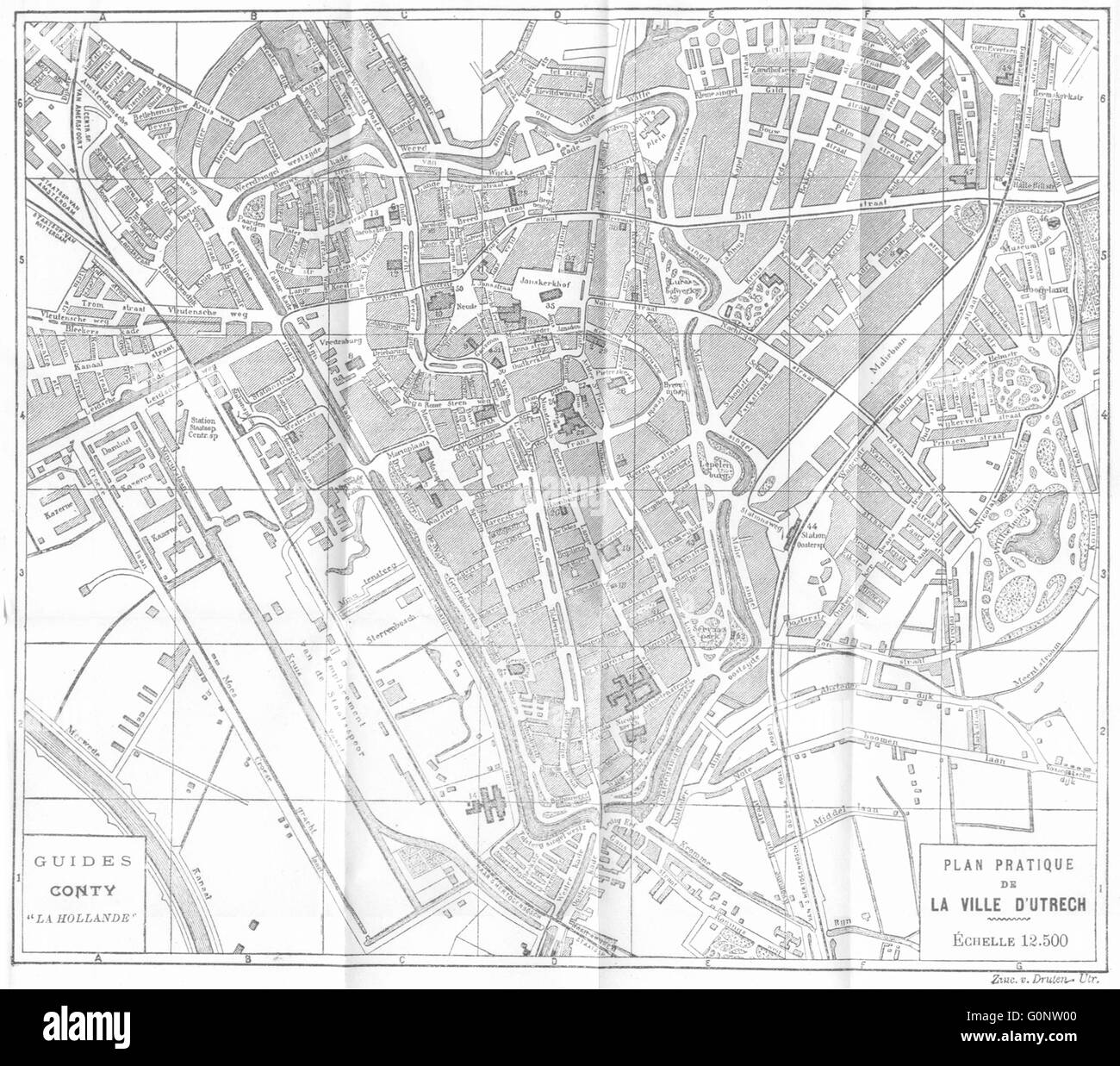 NETHERLANDS: Map de Ville D'Utrech, 1909 Stock Photo