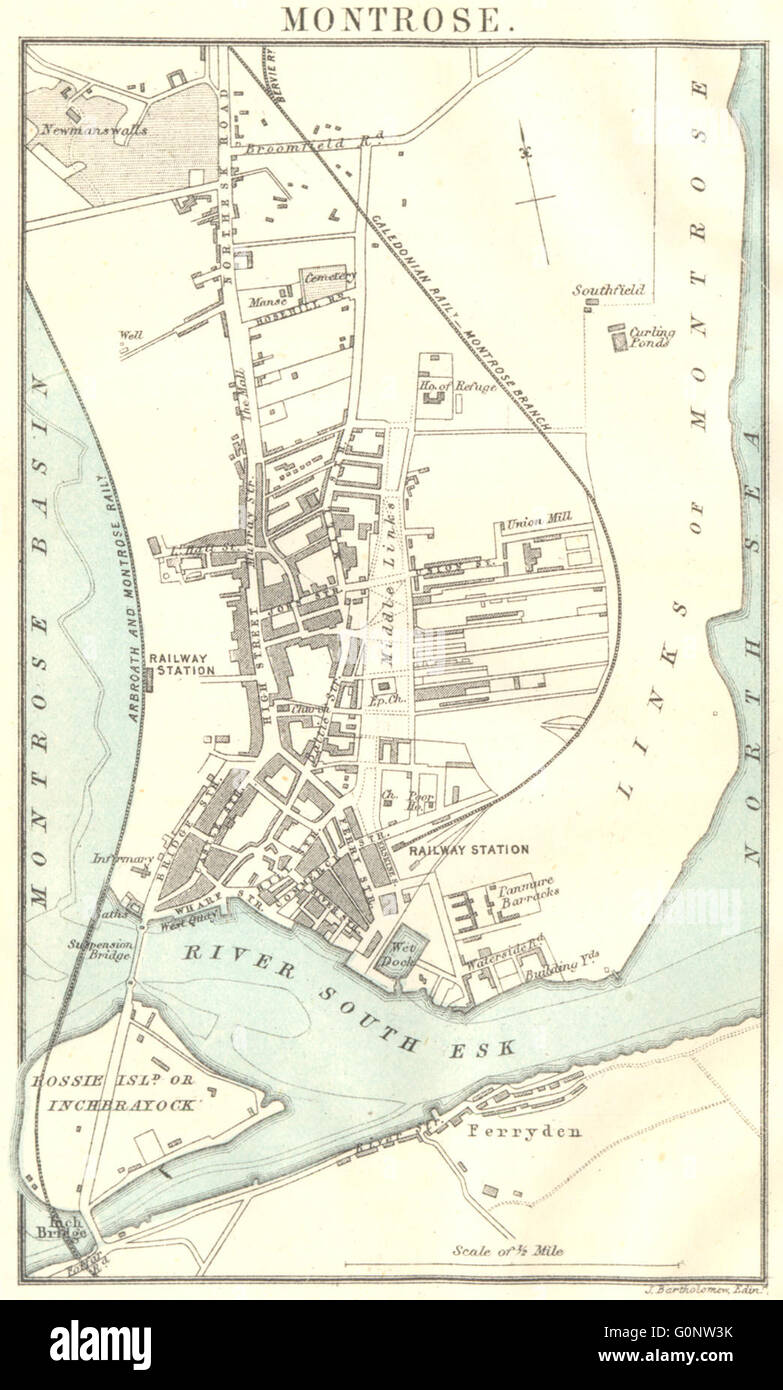 SCOTLAND: Montrose town plan, 1887 antique map Stock Photo