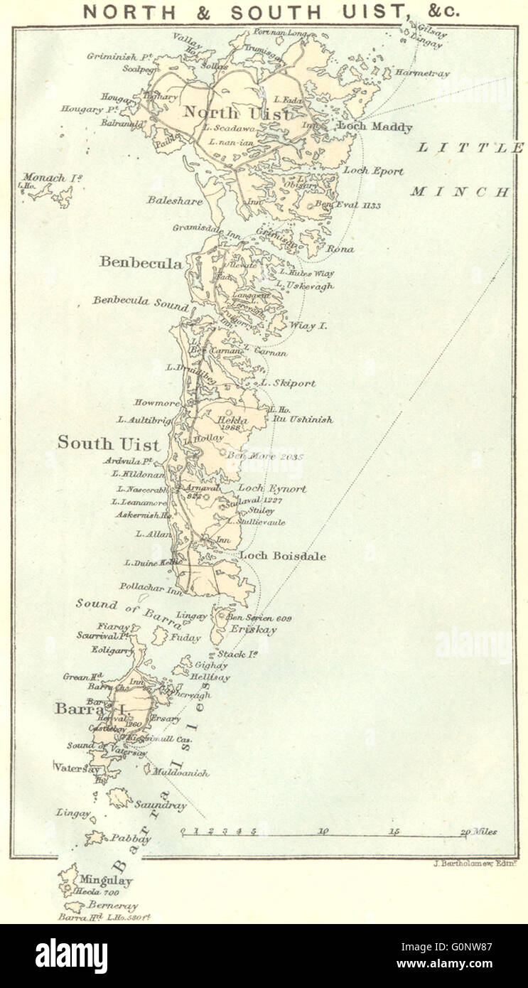 SCOTLAND North & South Uist. Barra, 1887 antique map Stock Photo Alamy