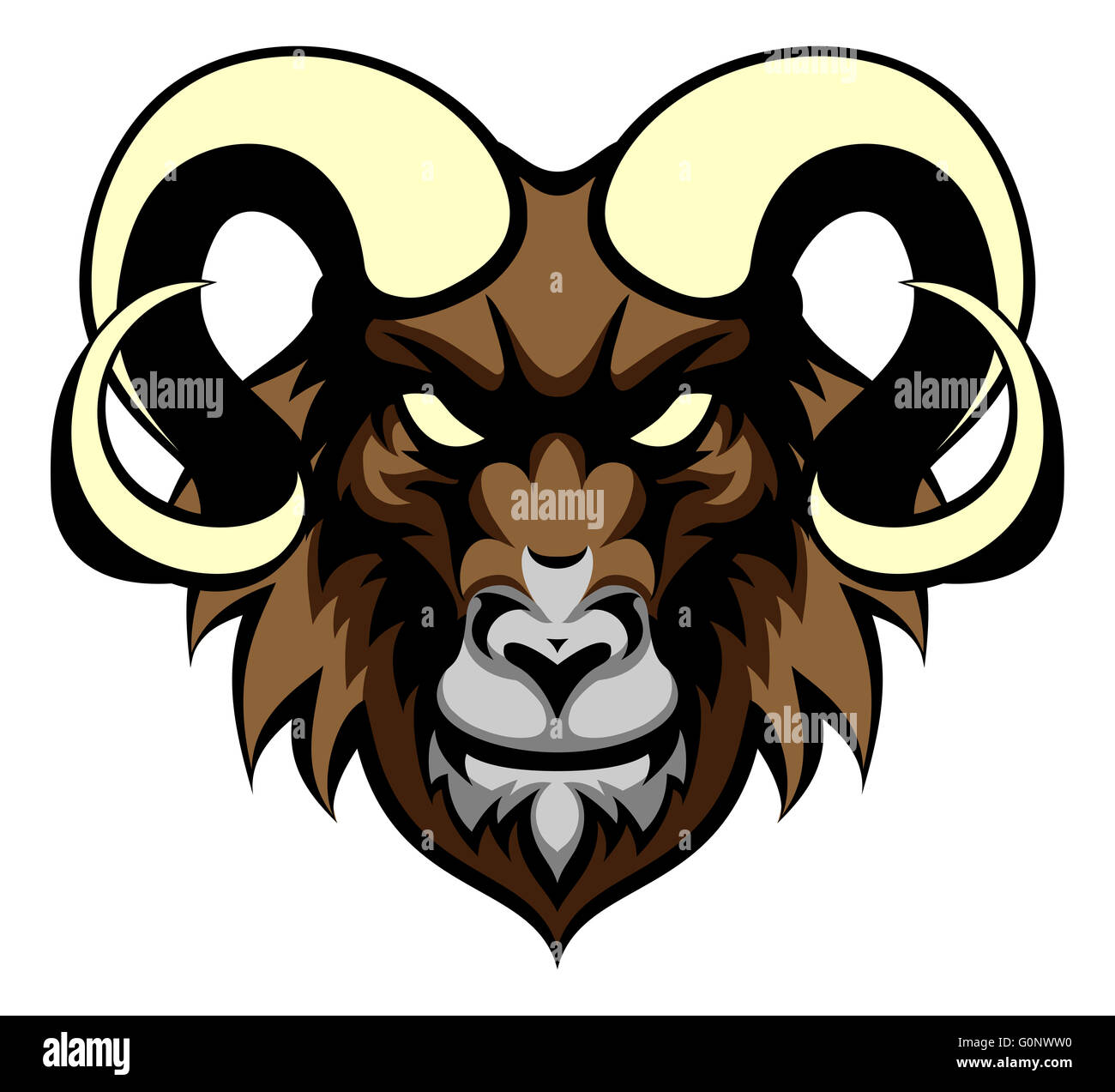 An illustration of a ram animal mean sports mascot head Stock Photo - Alamy