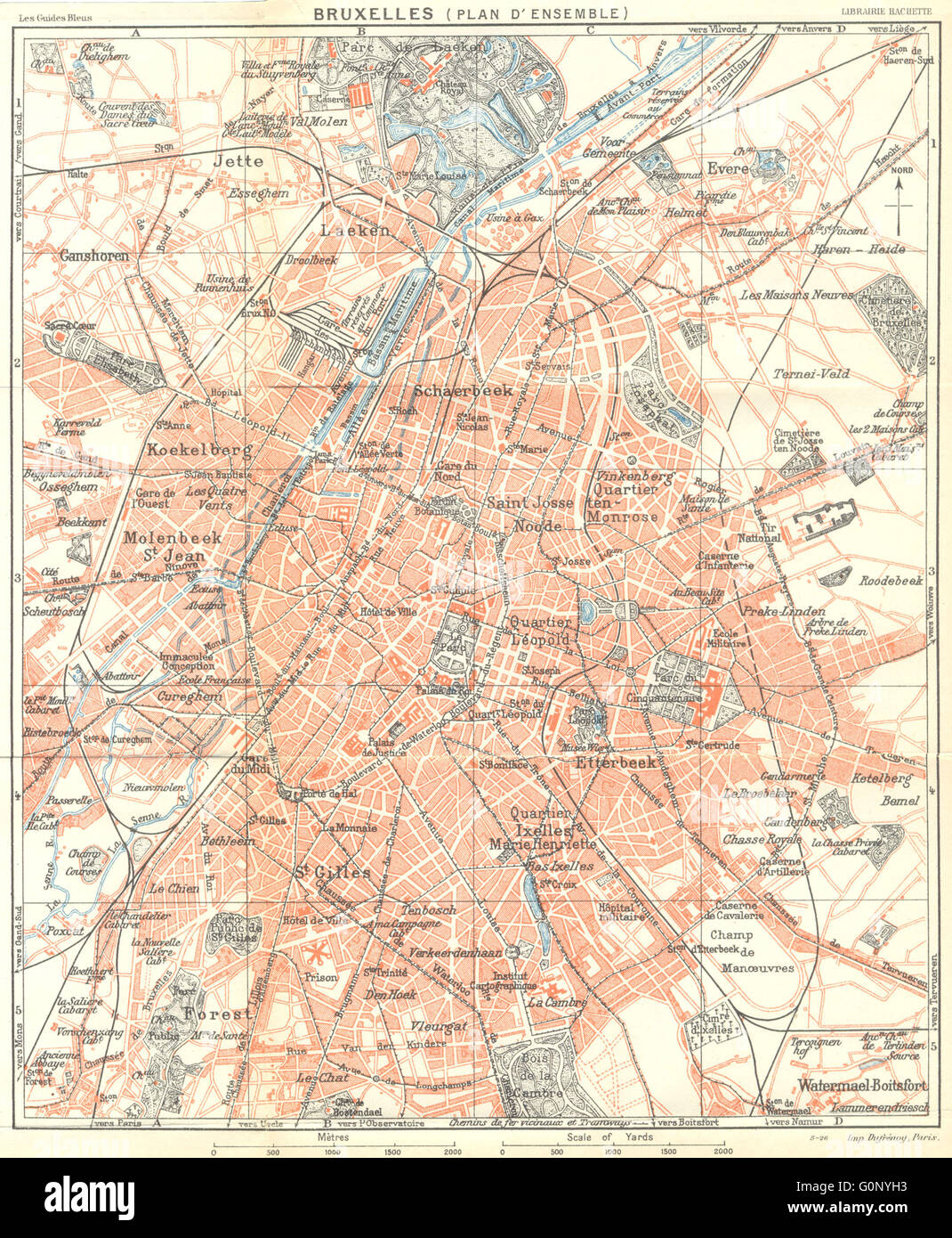 BRUSSELS BRUXELLES. Plan d'ensemble. Town city ville plan carte map, 1924 Stock Photo