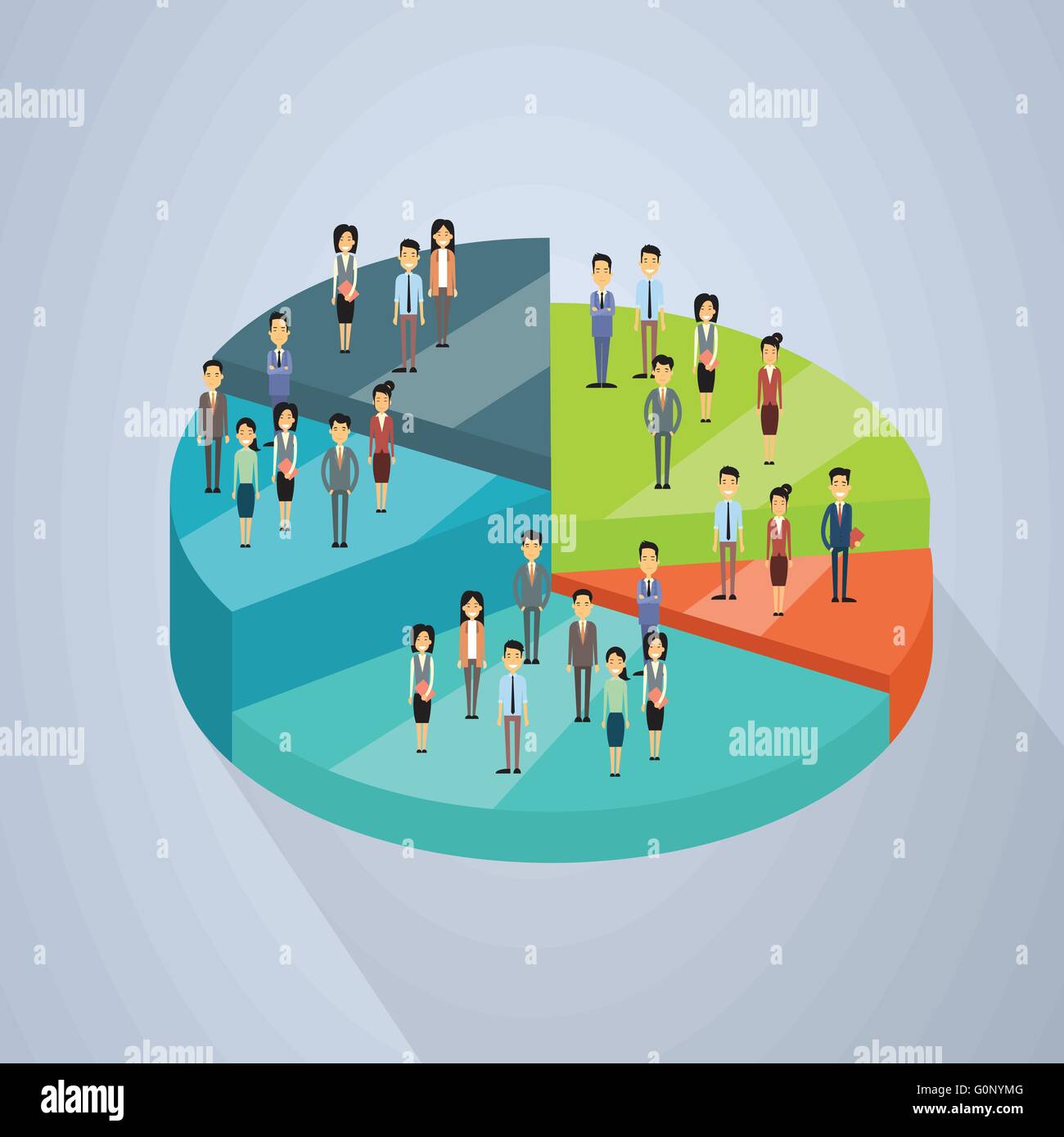 Business People Group Stand On Pie Diagram Success Teamwork Concept 3d