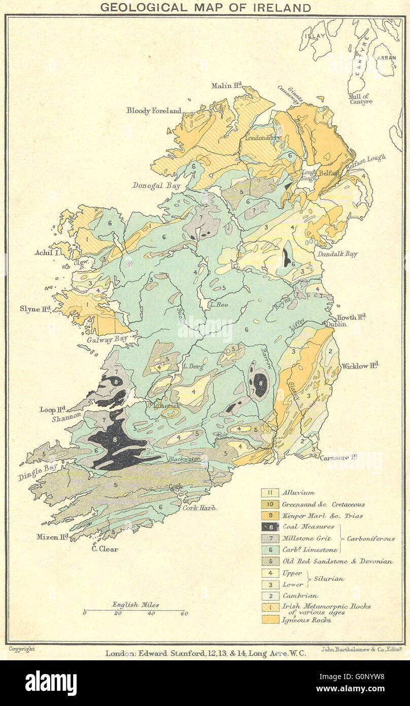 IRELAND Geological map of Ireland, 1912 Stock Photo Alamy
