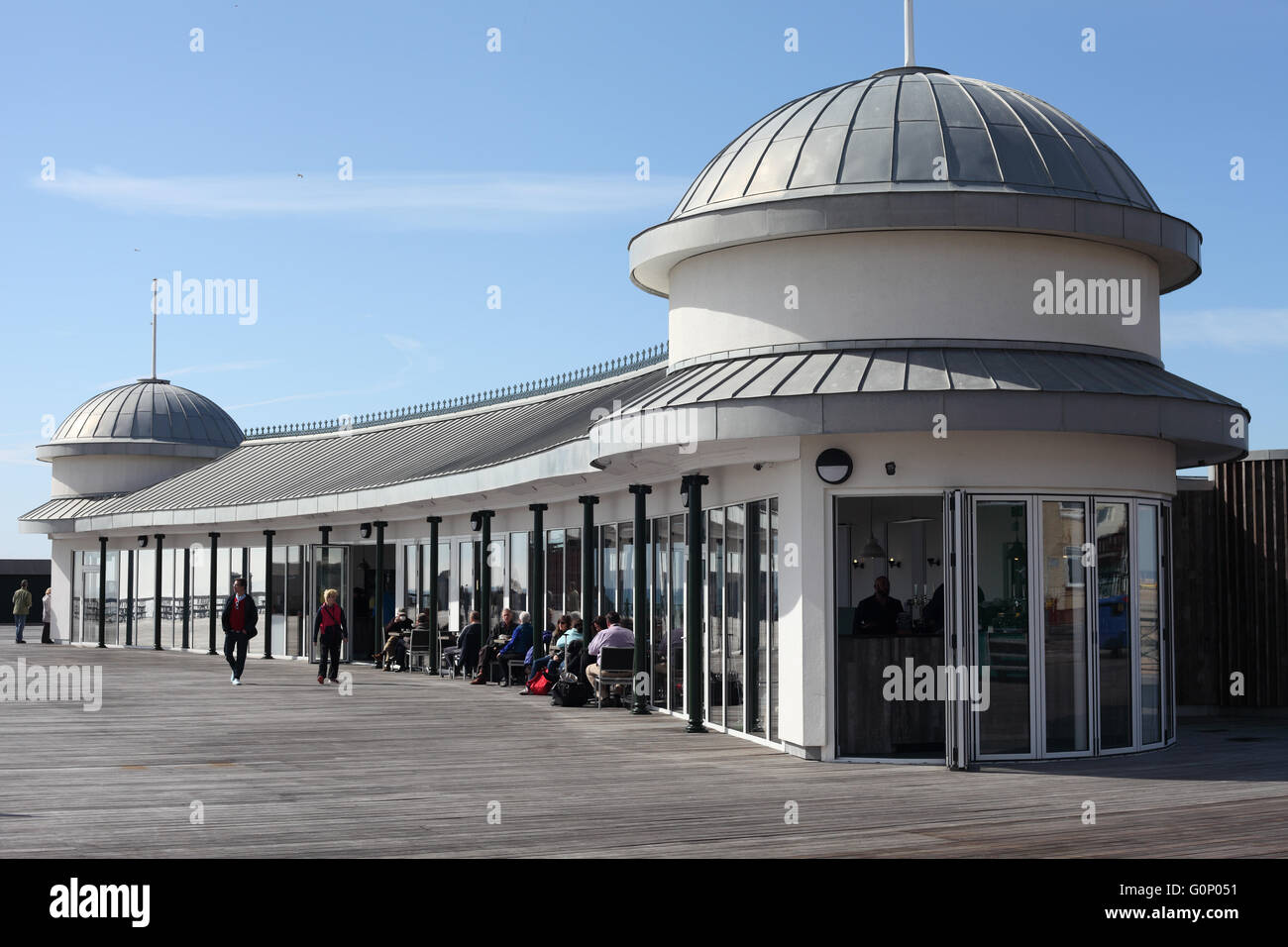 The newly restored west pavilion now a bar & restaurant on Hastings
