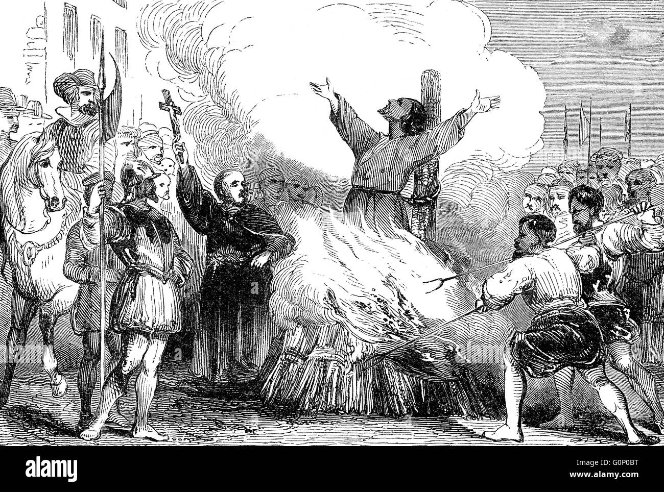 Patrick Hamilton, 1504-1528, a Scottish Protestant Reformer, burning at the stake in St Andrews, 1528 Stock Photo