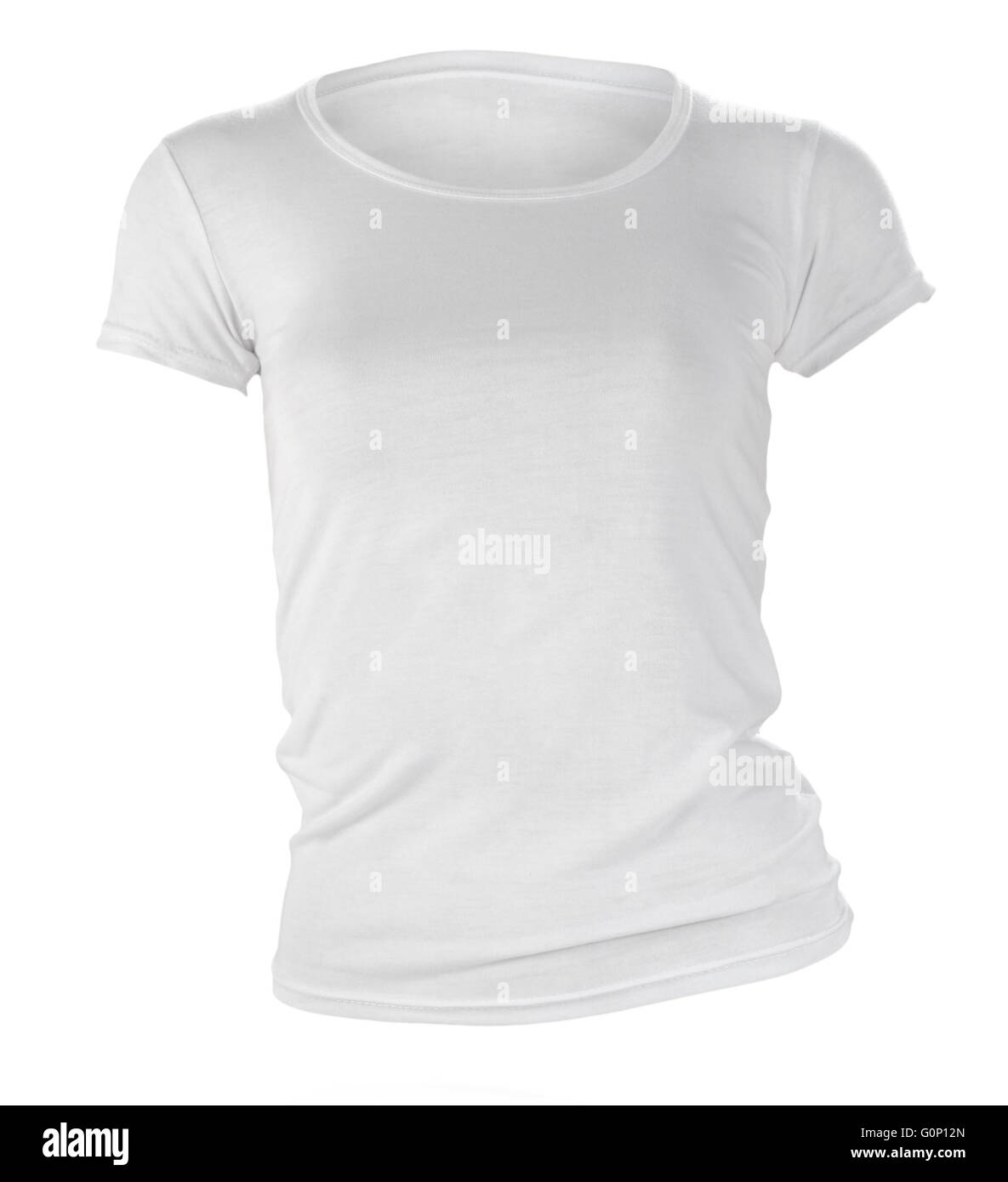 women's blank white t-shirt, front design template Stock Photo - Alamy