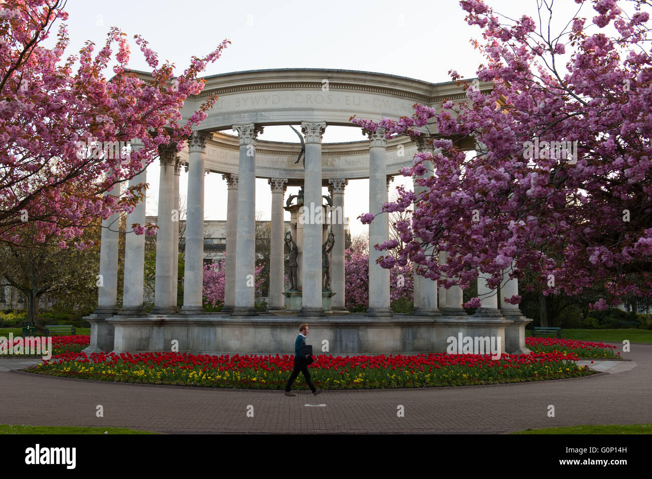 The Cenotaph war memorial in Alexandra Gardens, Cathays Park, Cardiff