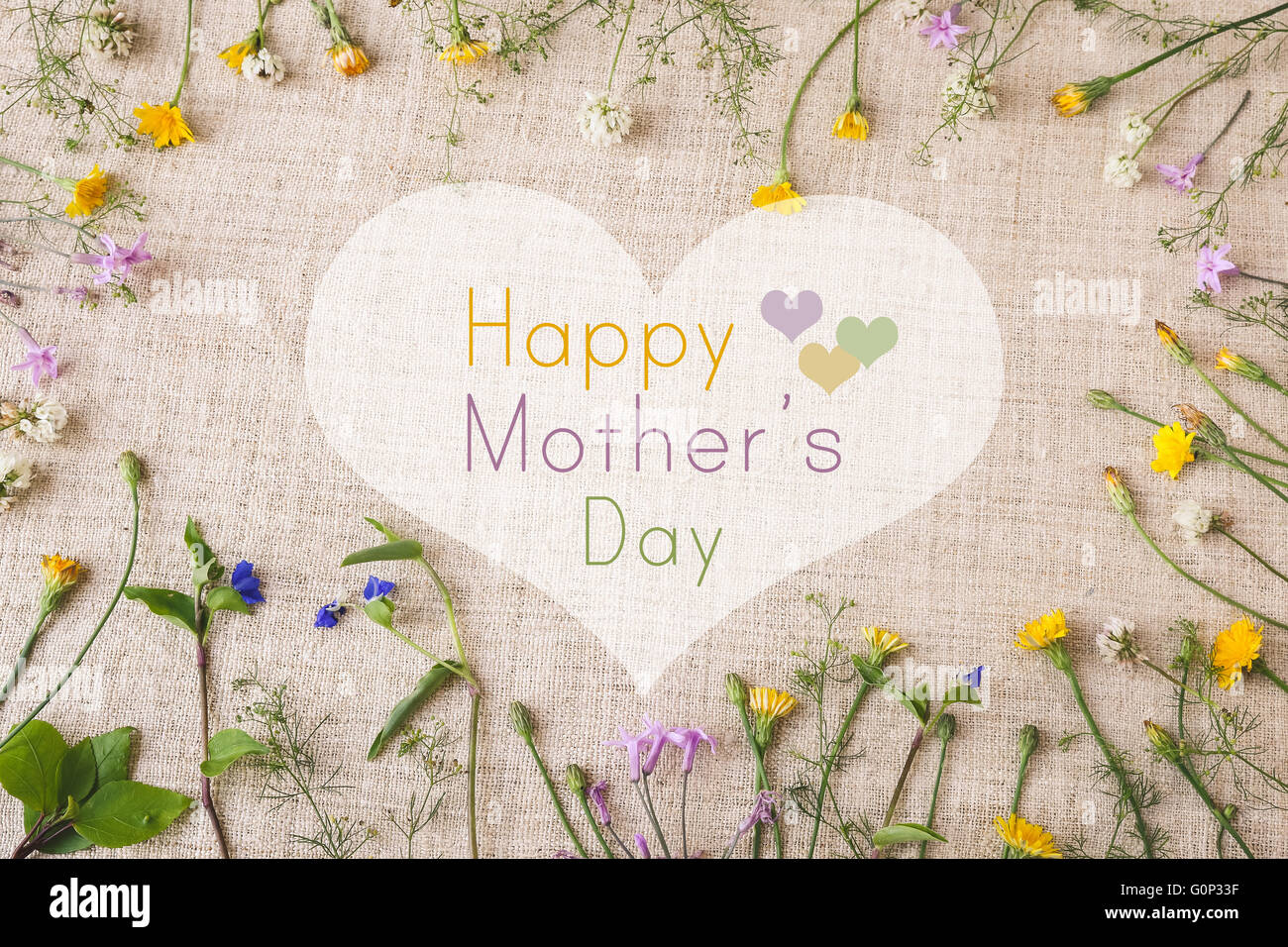 Happy Mother's Day wildflowers background Stock Photo