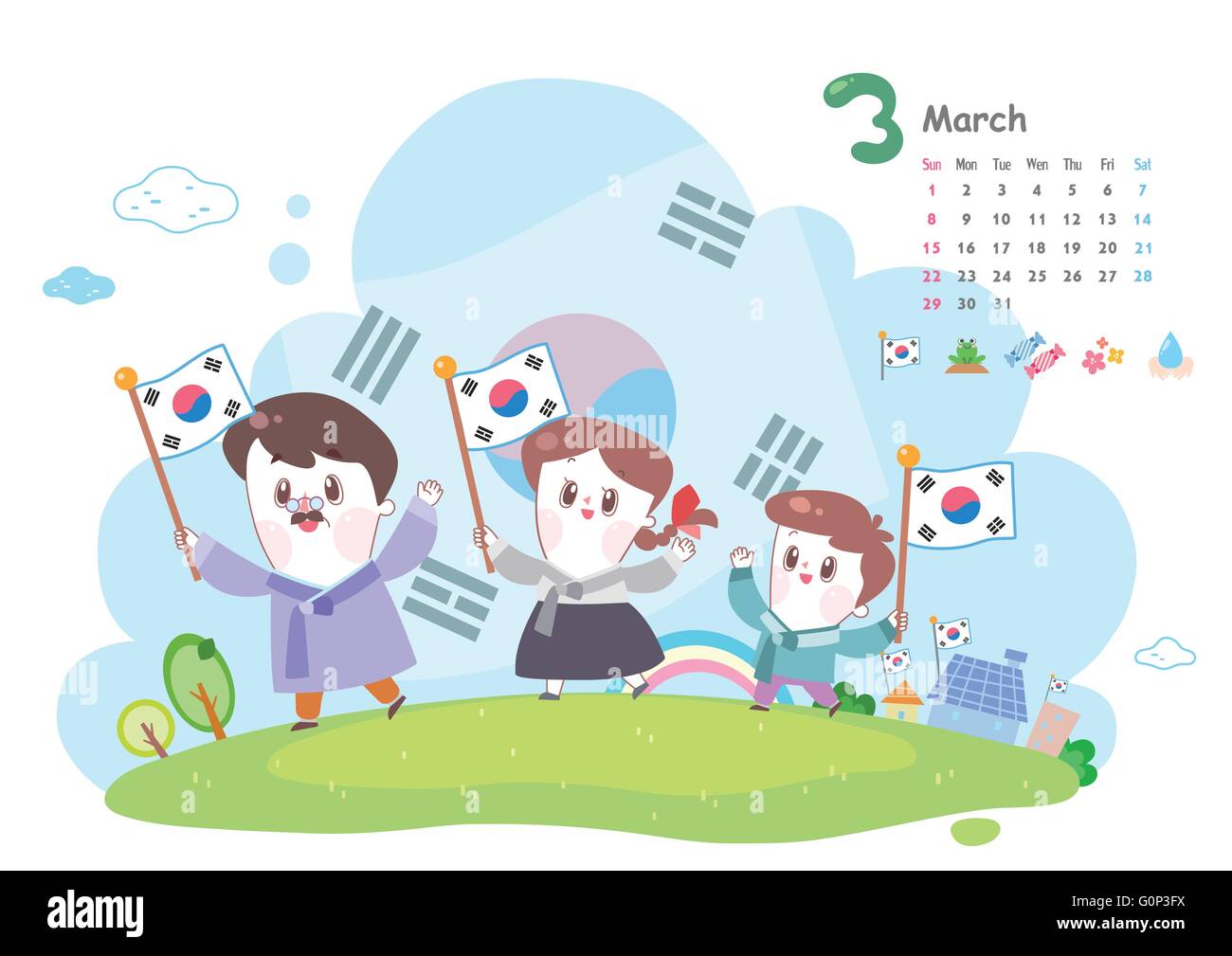 Korean calendar Stock Vector Images - Alamy