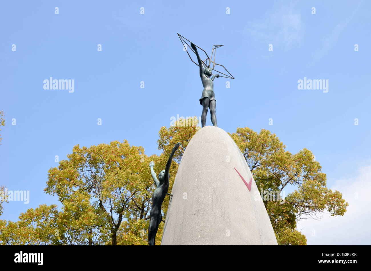 Japan, Honshu, Hiroshima, Peace Memorial Park for atomic bomb of 6 august 1945 Children's Peace Monument statue of Sasaki Sadako Stock Photo