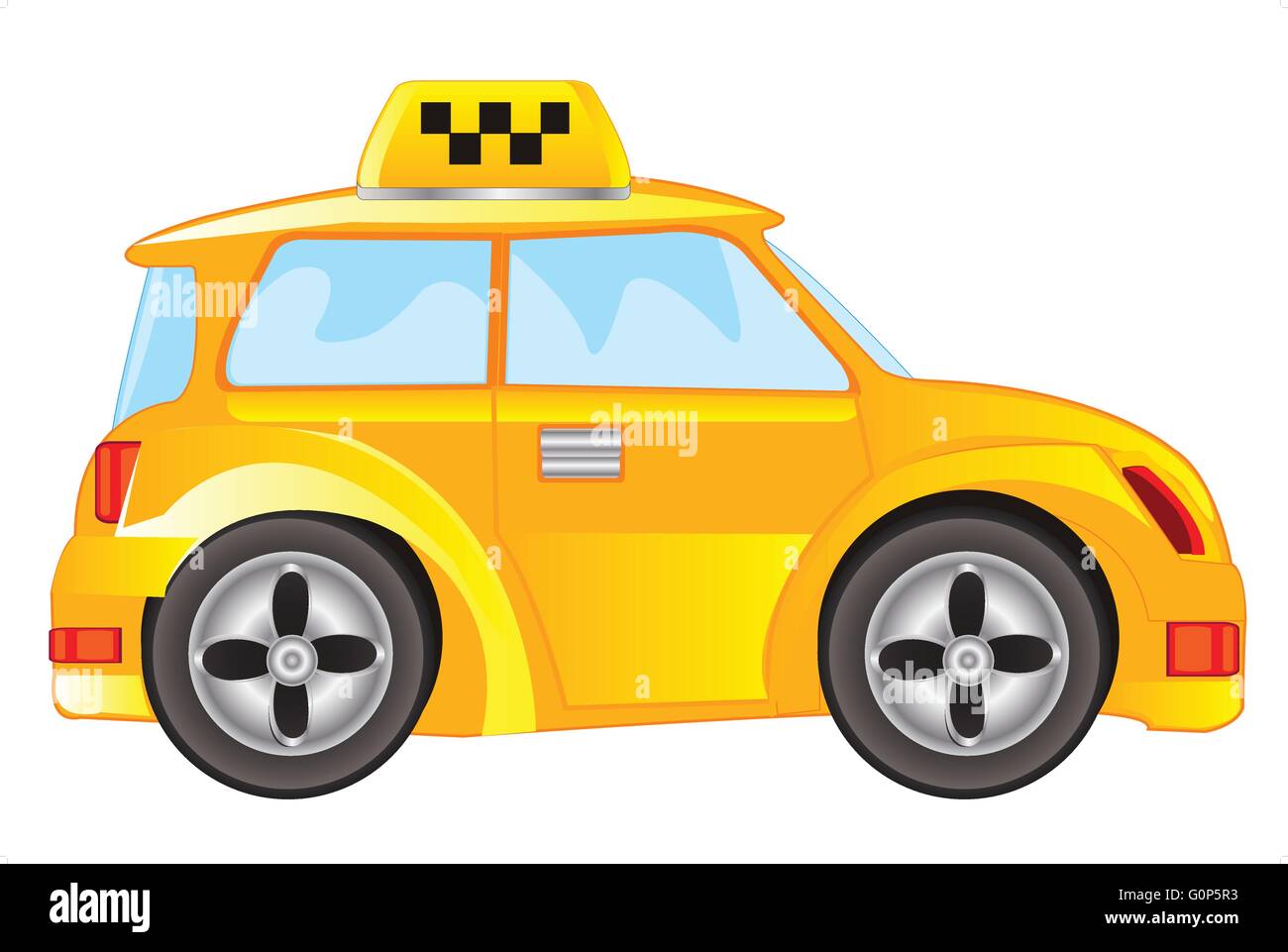 Машина такси мультяшные для детей на белом фоне