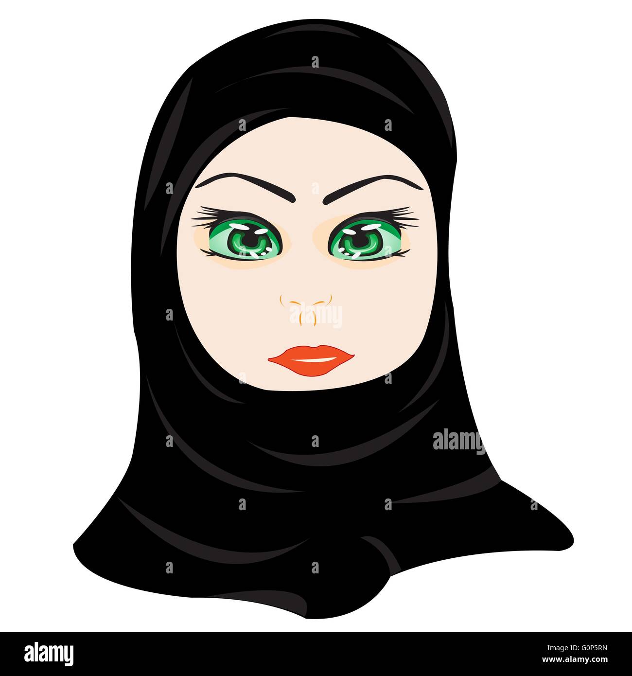 Portrait of muslim beautiful girl  in hijab.Vector illustration Stock Vector