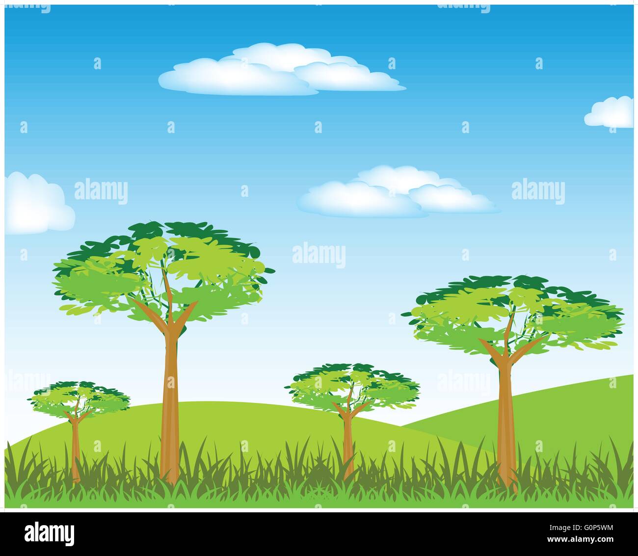 Vector illustration of the year landscape with tree Stock Vector Image ...