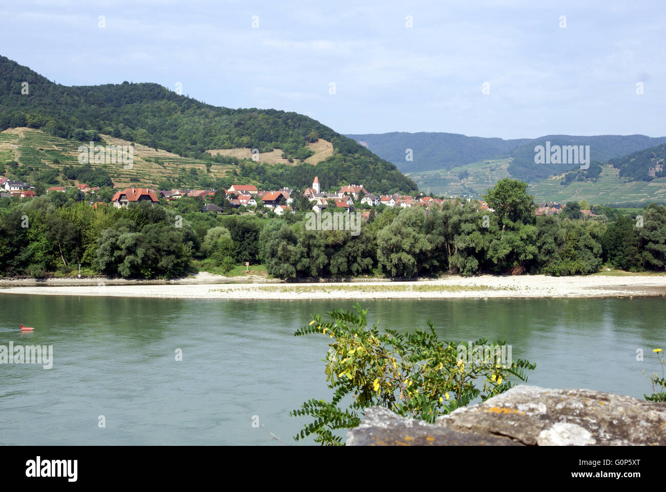 Durnstein, a small town on the Danube river in the Krems-Land district, in the Austrian state of Lower Austria. Stock Photo