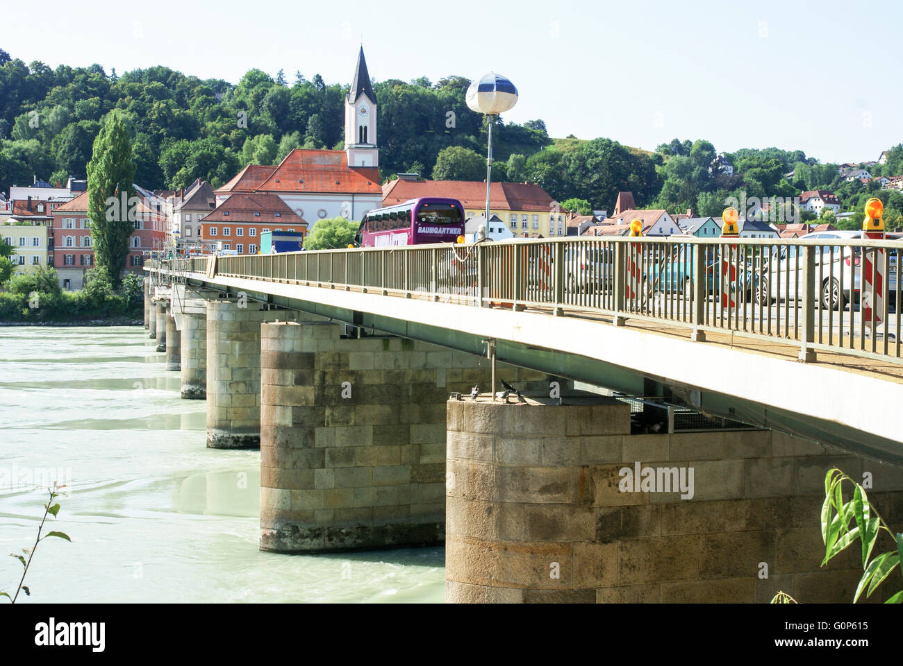 Bridge over inn river Passau, Lower Bavaria, Germany, City of three