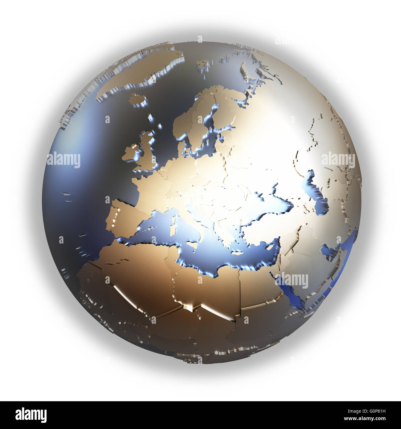 Europe on elegant metallic model of planet Earth with blue ocean and ...