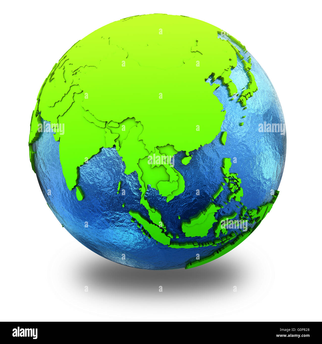 Southeast Asia on elegant green 3D model of planet Earth with realistic ...