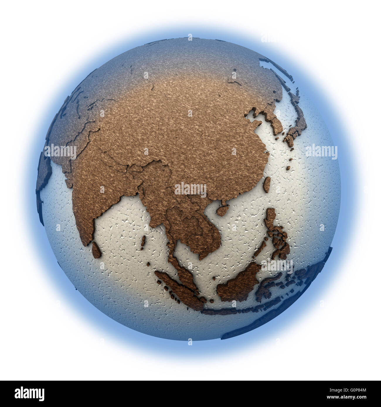 Southeast Asia on 3D model of planet Earth with oceans made of ...