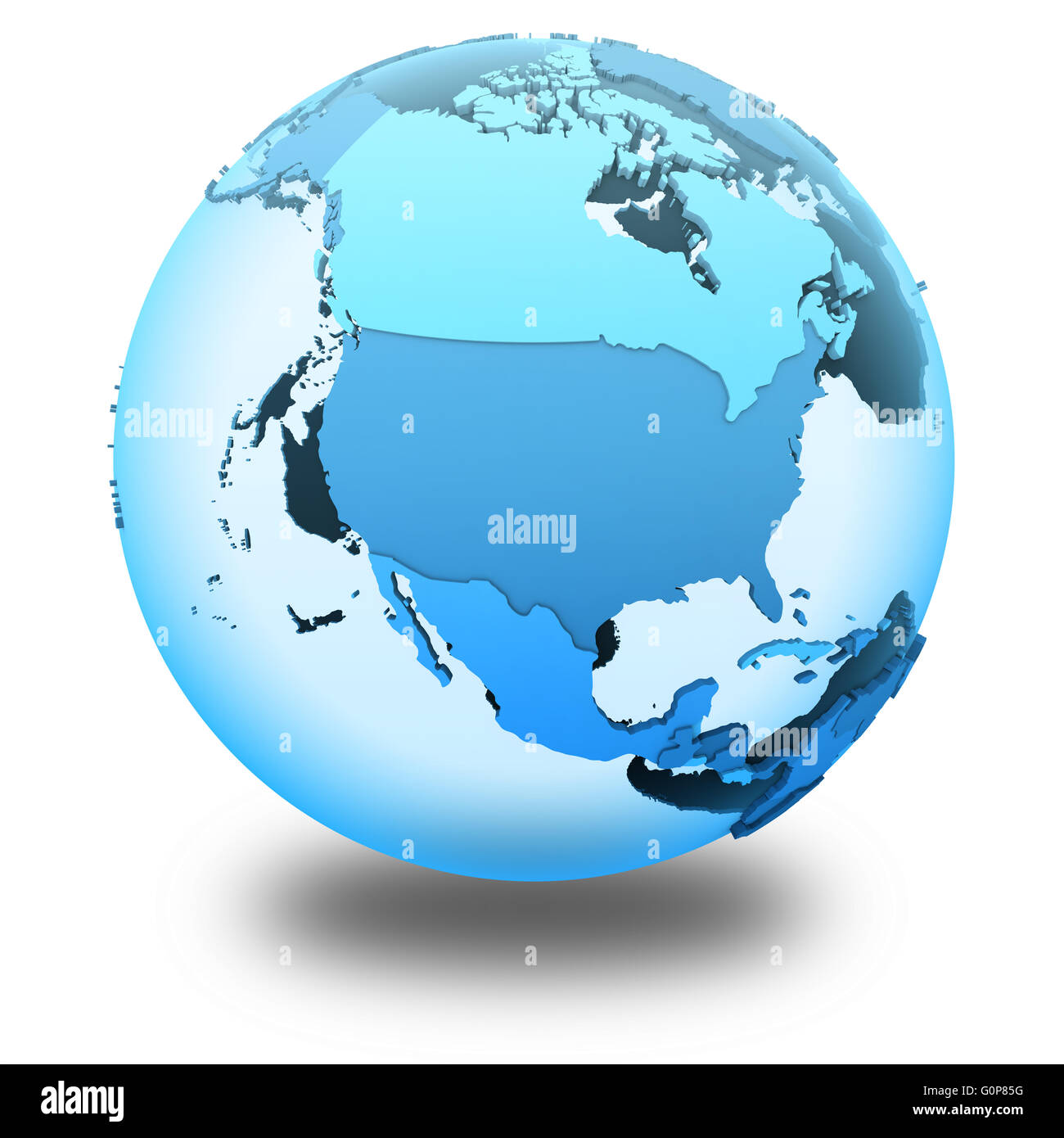 North America on translucent model of planet Earth with visible ...