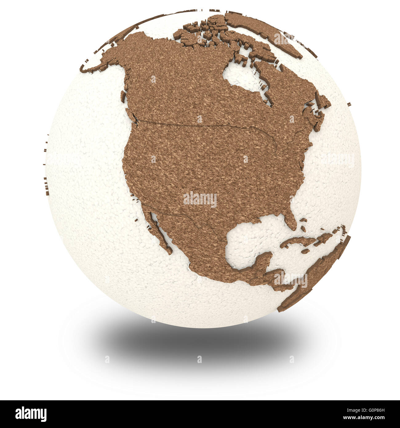 North America on 3D model of planet Earth with oceans made of ...