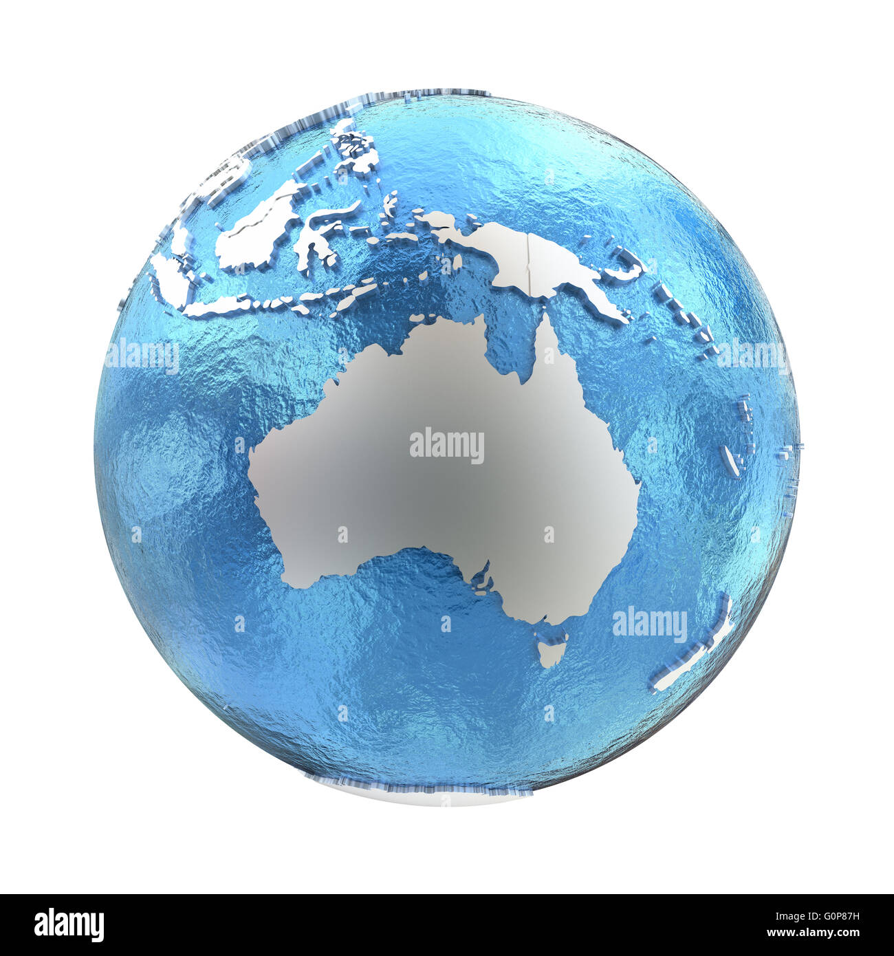 Australia on elegant silver 3D model of planet Earth with realistic ...