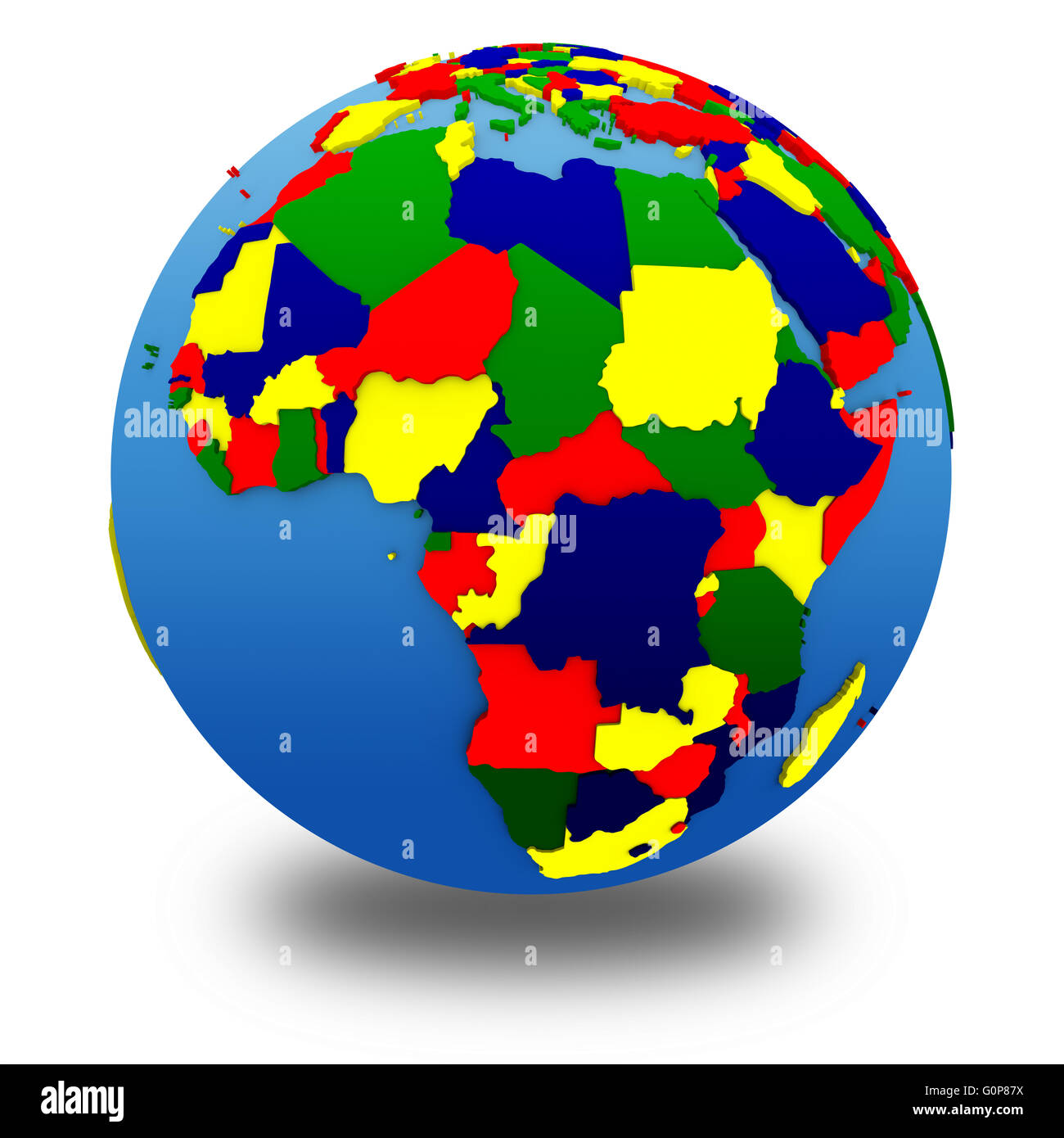 Africa on political 3D model of Earth with embossed continents and ...
