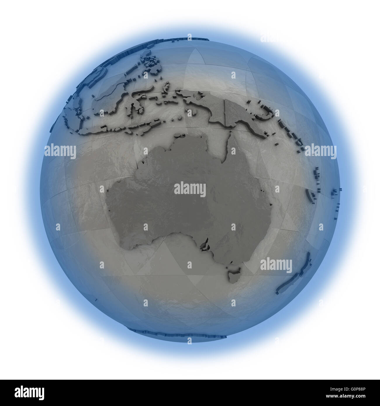 Australia on 3D model of metallic planet Earth made of steel plates ...