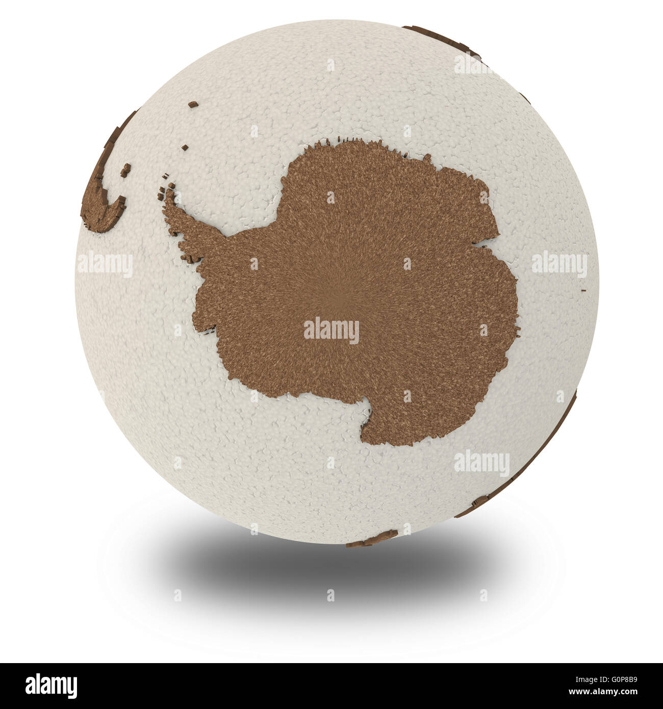 Antarctica on 3D model of planet Earth with oceans made of polystyrene ...